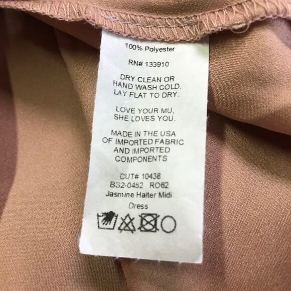 Show Me Your Mumu Jasmine Halter Midi Dress S Crossover Neck Open Back Satin - Picture 4 of 7